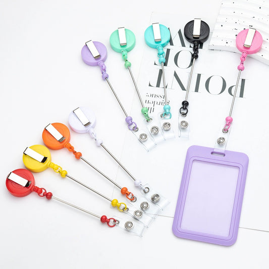 Retractable DIY Beads Keychain Retractable Buckle Badge ID Pull Thread Buckle