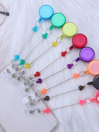 Retractable DIY Beads Keychain Retractable Buckle Badge ID Pull Thread Buckle